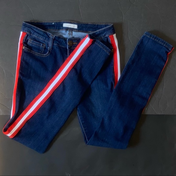 ⭐️Host Pick! Machine mid rise Red/white striped skinny jeans - Picture 14 of 15